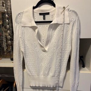 Ladies, long sleeve knit, White House, black market collared sweater